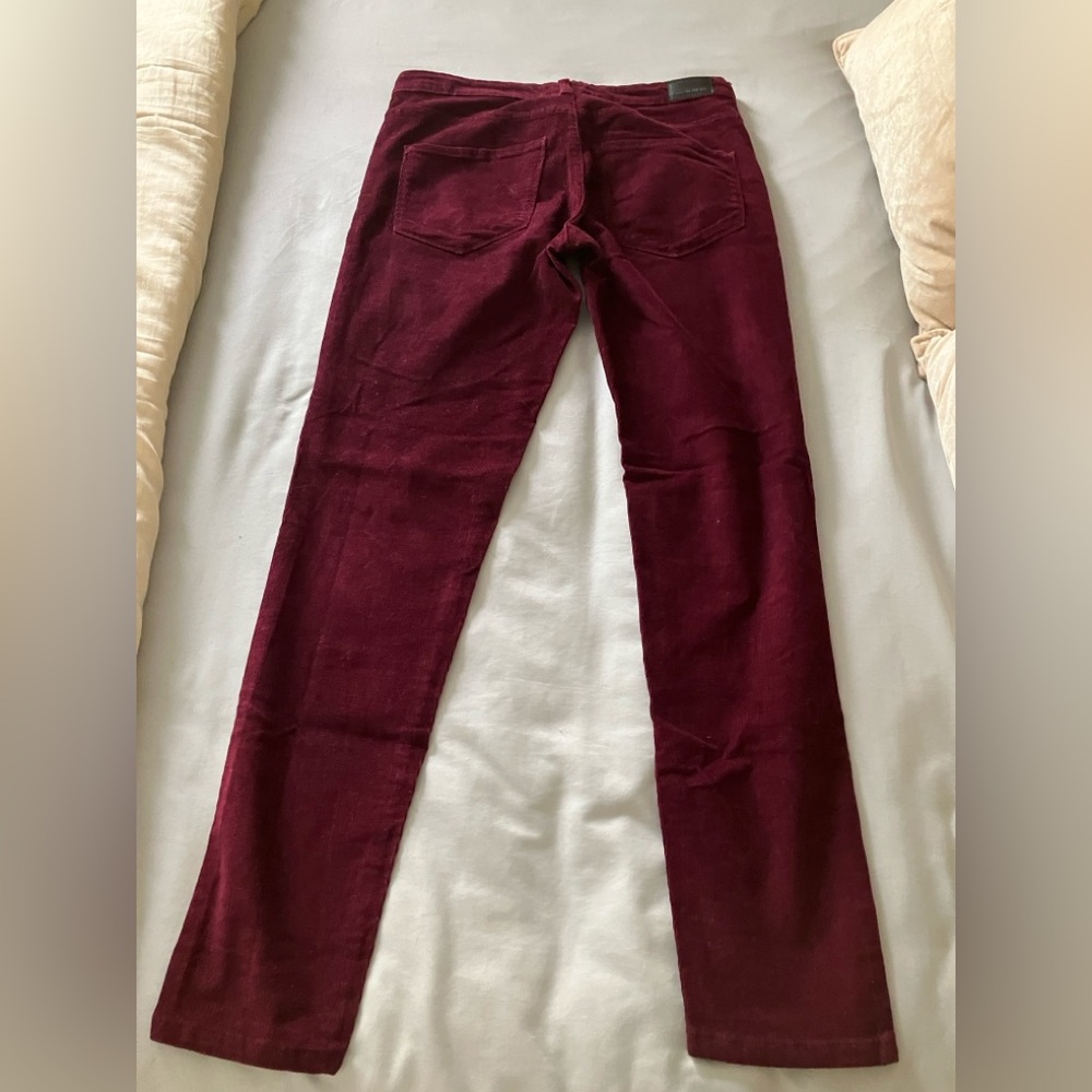 Zara basic - Red Straight Leg corduroy stretch Jeans with Smooth Finish